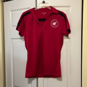 Honda women’s red V-neck T-shirt. Size medium.